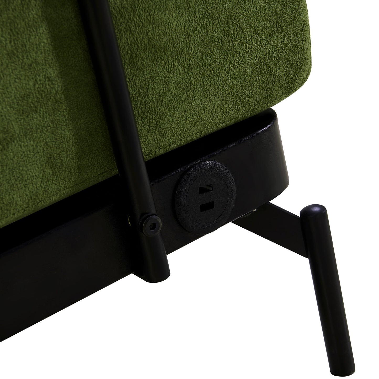 Modern Loveseat Sofa 2 Seater With USB Ports, Cylindrical Armrests - Green