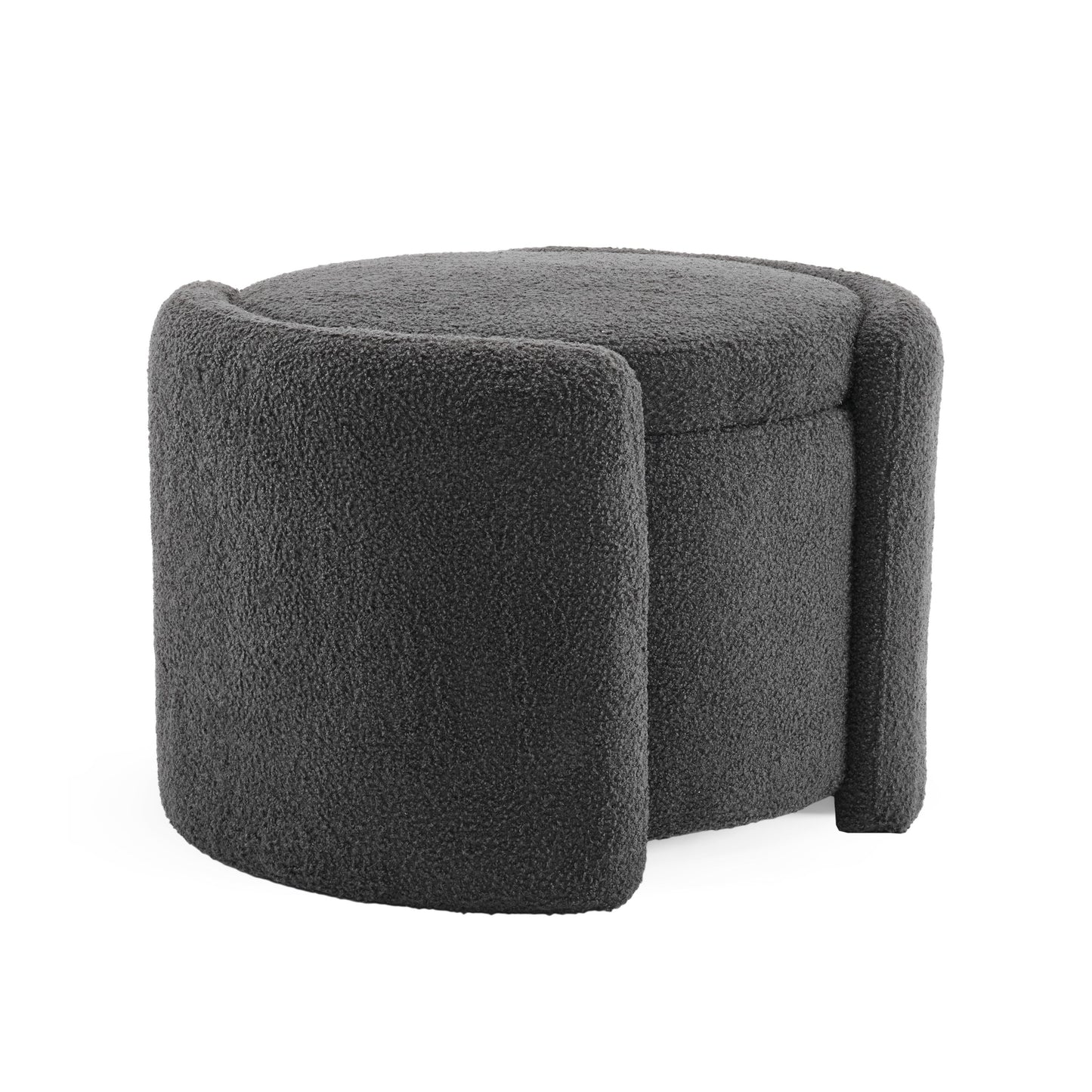 Cozy Boucle Storage Ottoman: Stylish Comfort With Hidden Storage - Gray