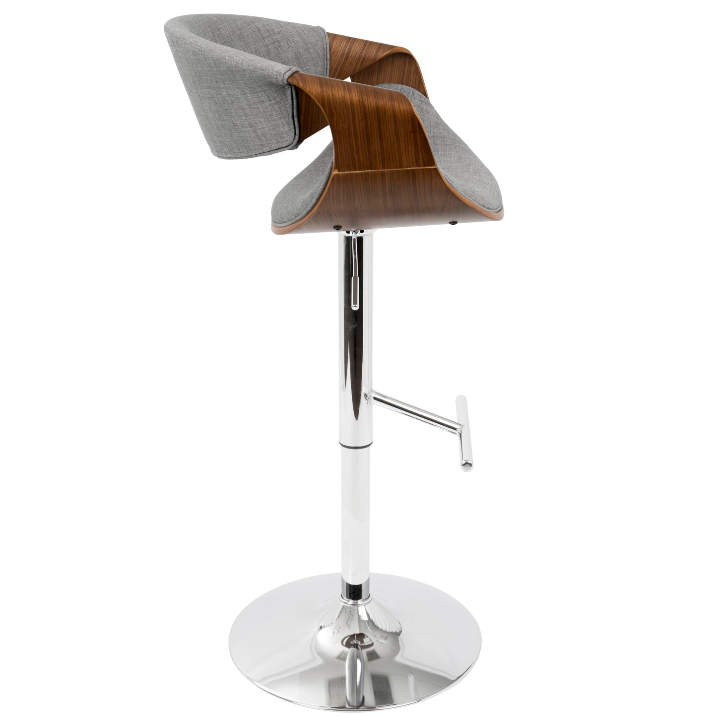 Curvo - Mid-Century Modern Adjustable Barstool With Swivel (Set of 2) - Gray