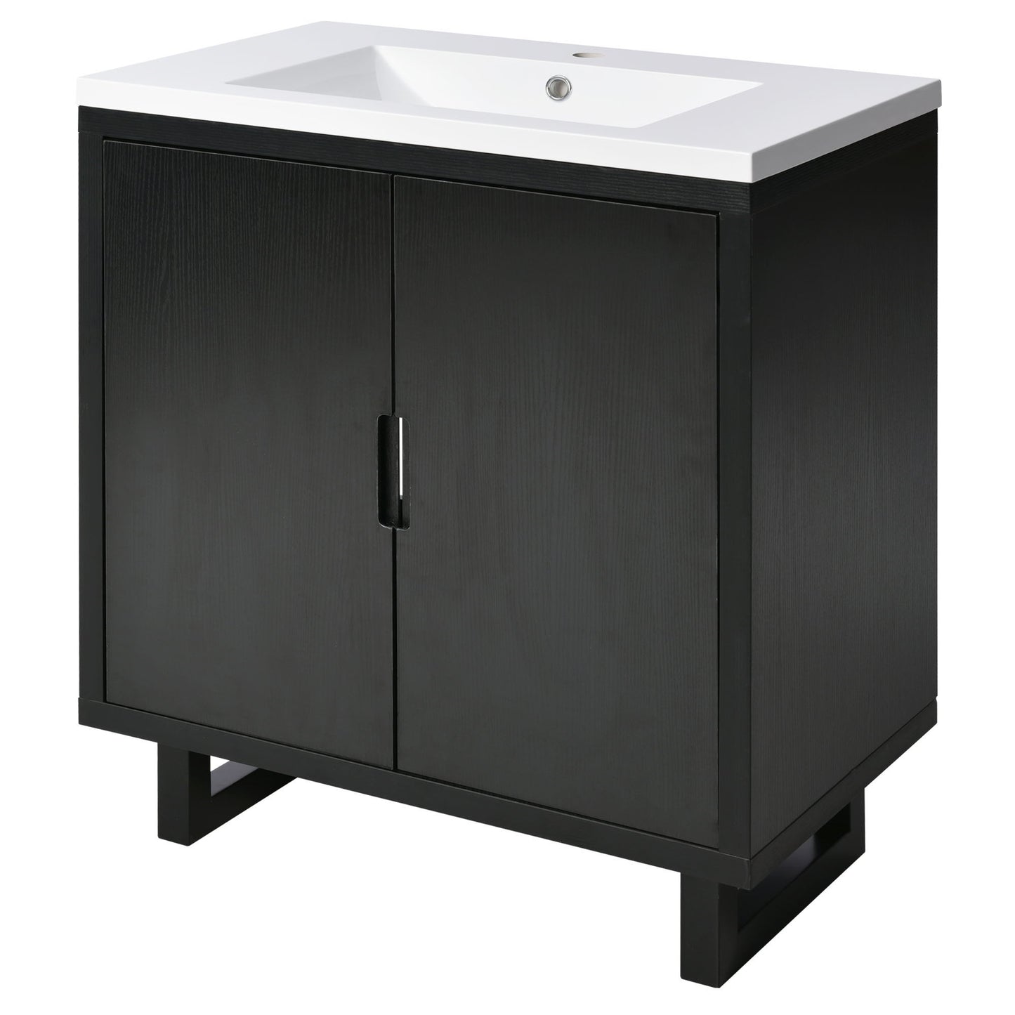 Bathroom Vanity Set With Sink, Combo Cabinet, Bathroom Storage Cabinet, Solid Wood Frame - Black