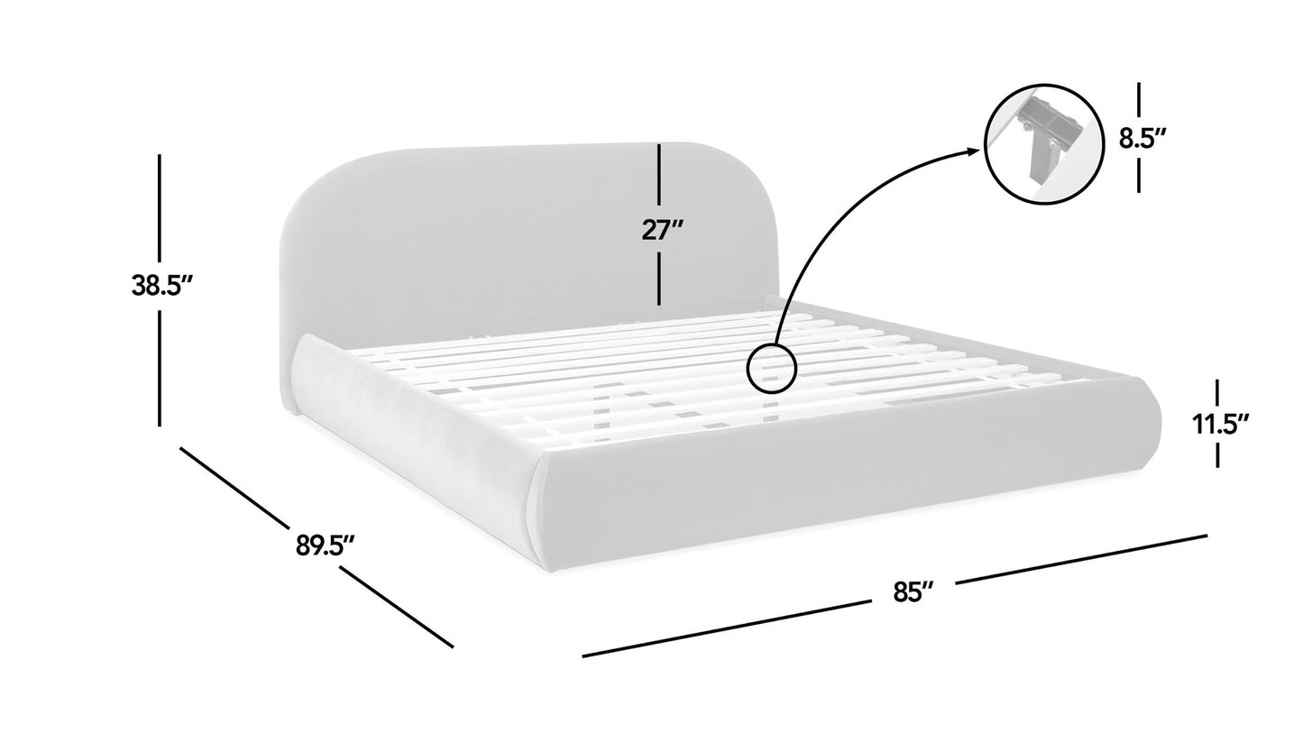 Archie Puffy Grounded - King Upholstered Platform Bed - Almond White