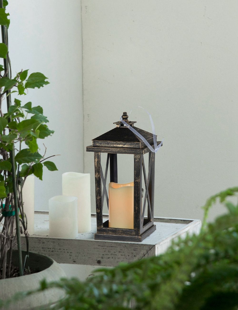 Menifee - Lantern With Led Candle (Set of 2) - Antique Black