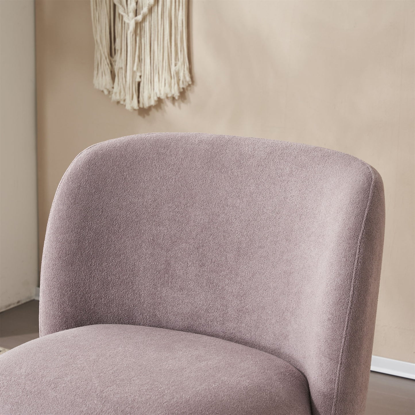 Modern Low Back Accent Chair, Upholstered Armless Living Room Chairs, Round Pine Wood Feet, For Small Living Spaces, Living Room - Purple