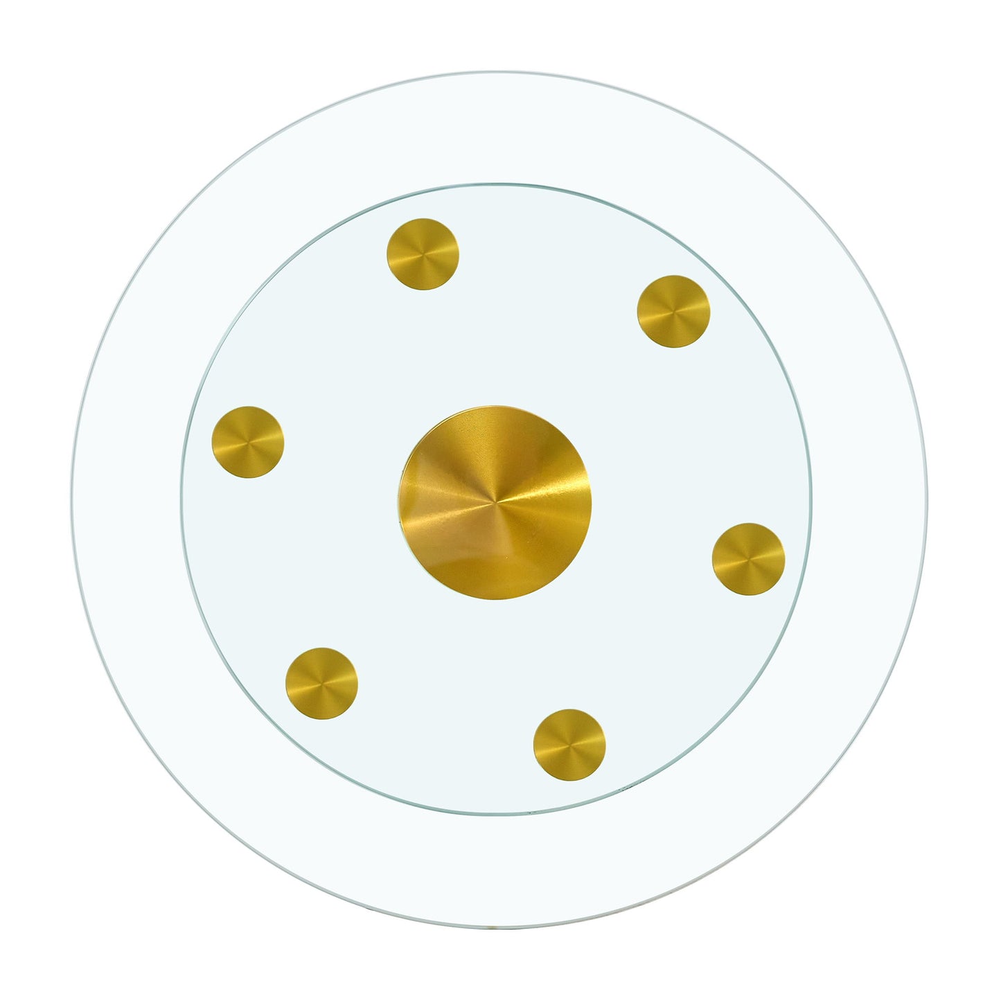 Double Layer Rotatable Round Glass Plate - Gold / Transparent