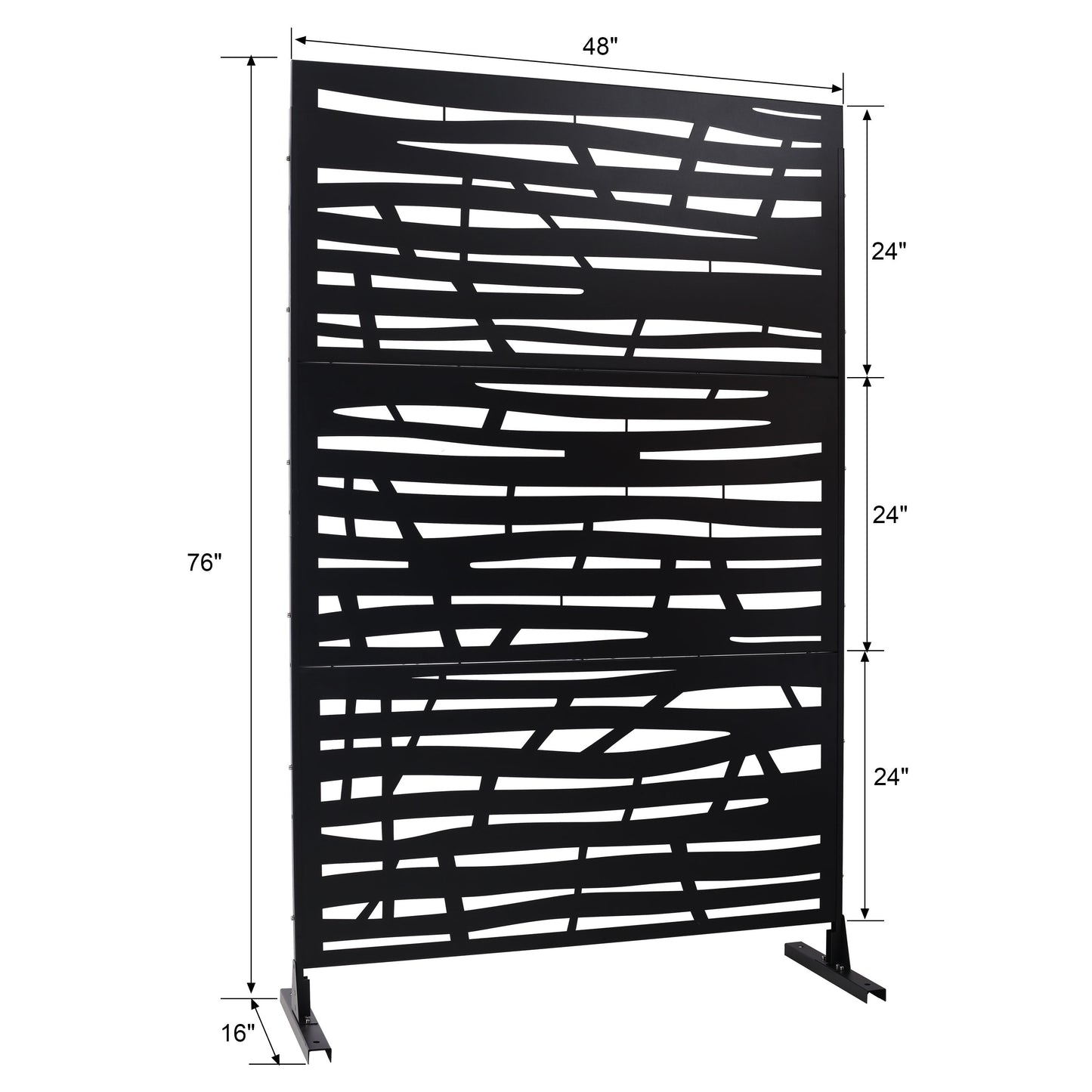 Outdoor & Indoor Privacy Screen Metal Privacy Screen, Steel Decorative Panels - Black