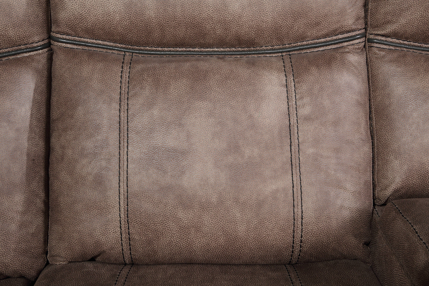 Dollum - Two Tone Nubuck Manual Recliner Sectional Sofa With USB Port Cupholder Console - Chocolate