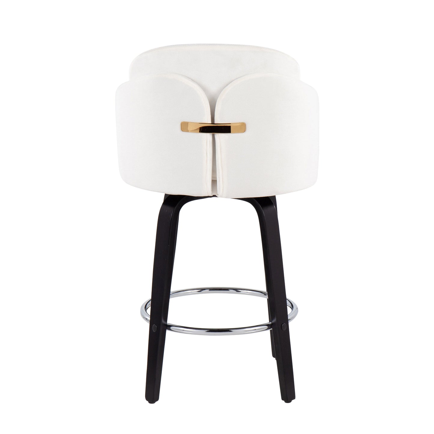 Dahlia - Contemporary Counter Stool Round Chrome Footrest (Set of 2) - Black / Cream