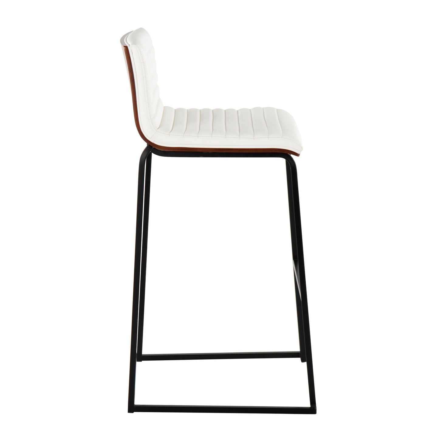 Mason Mara - Contemporary Fixed Height Barstool (Set of 2) - Black / Walnut / White