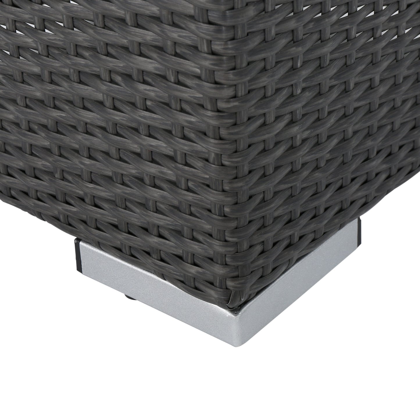 Santa Rosa - Outdoor Lounge Ottoman Rattan Waterproof Fabric - Gray / Silver