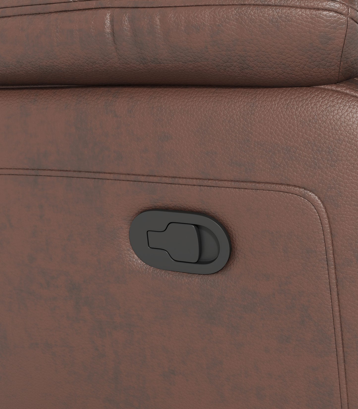 Genuine Leather Non-Power Reclining Sofa With Drop Down Table, Stainless Steel Cupholders And Magazine Bag - Brown