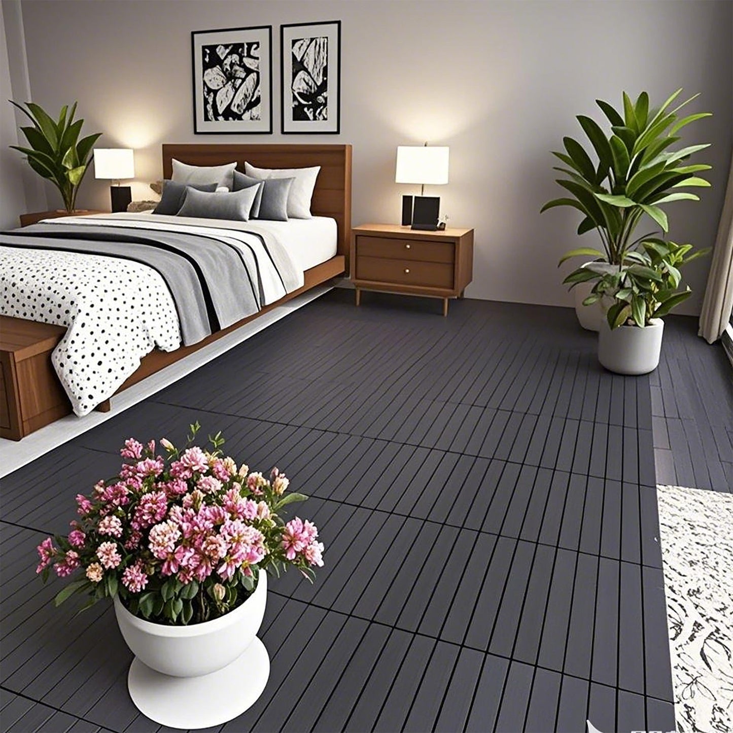 Diy - Module Interlocking Decking Tiles Floor Tile For Porch Poolside Outdoor And Indoor Balcony Backyard - Dark Gray