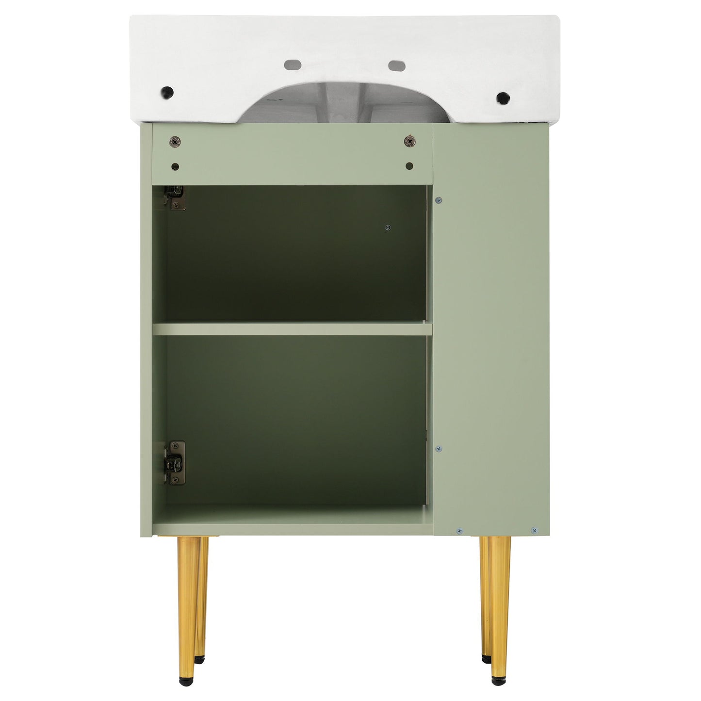 Bathroom Vanity, Combo Cabinet, Bathroom Storage Cabinet, Single Ceramic Sink, Left Side Storage - Green