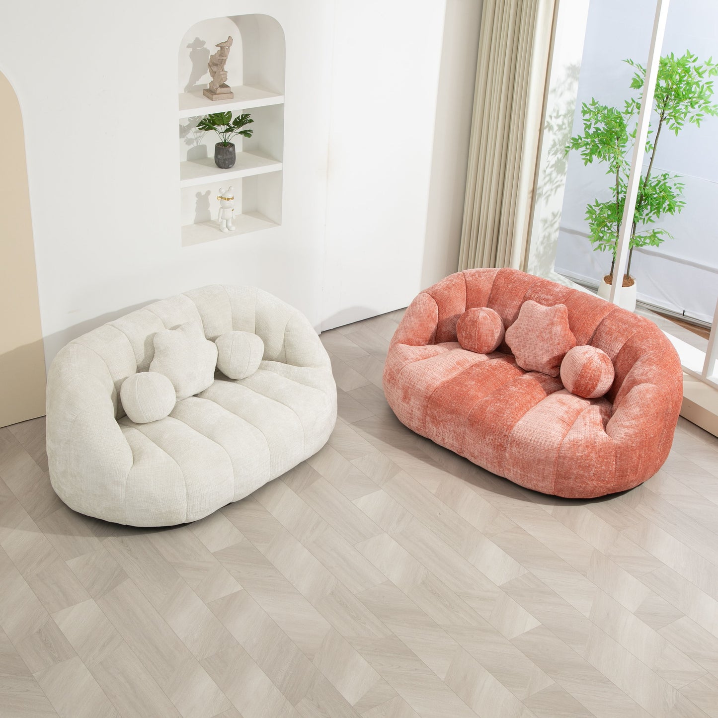 High Back Bean Bag Sofa Couch For Adults And Kids, Comfortable Lounger, Indoor & Outdoor Use - White