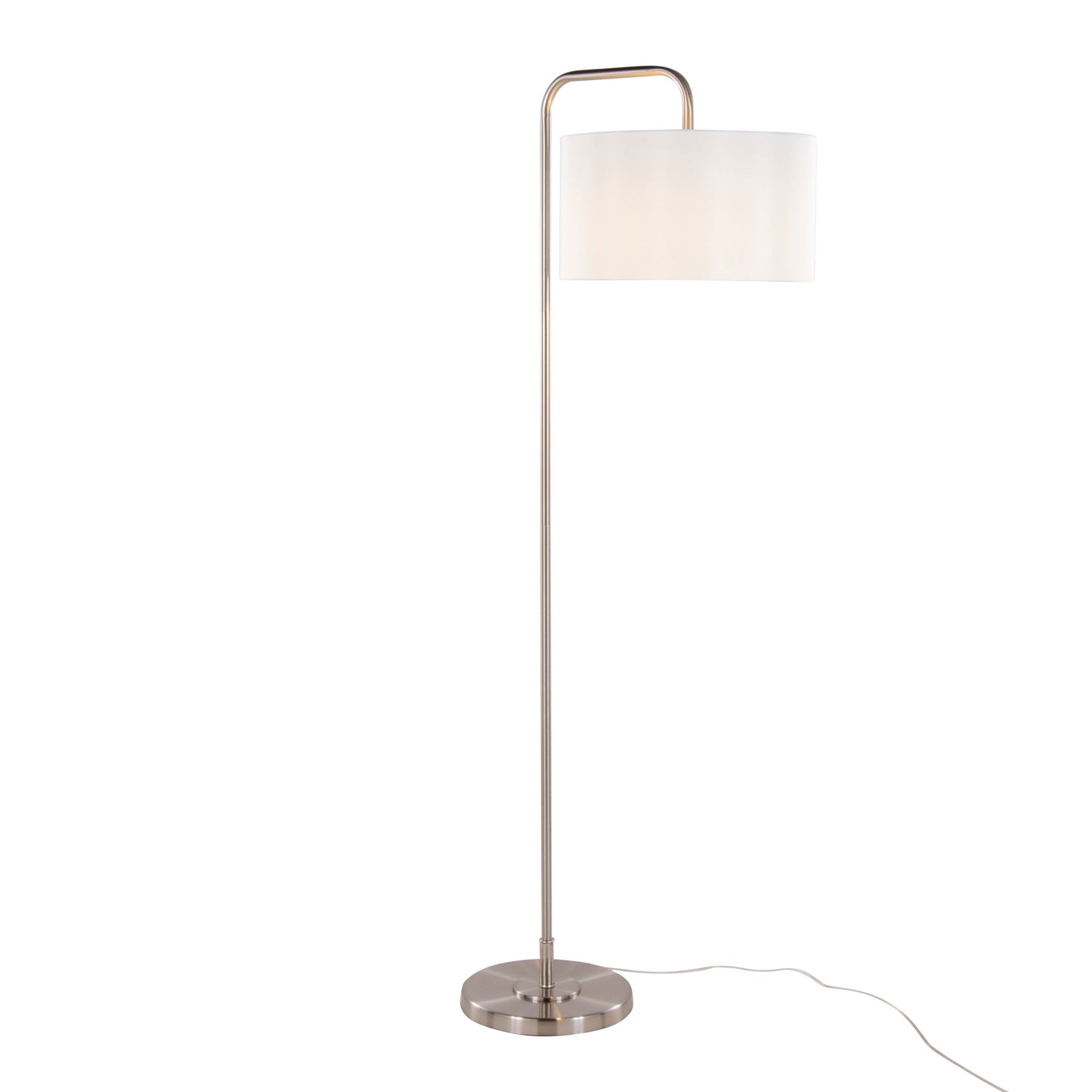 Puck - Contemporary Floor Lamp - Nickel / White