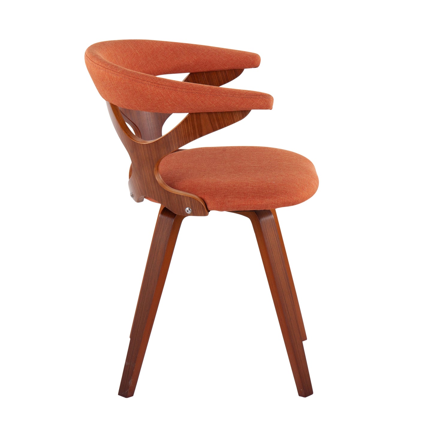 Gardenia - Mid-Century Modern Dining / Chair With Swivel - Walnut / Orange