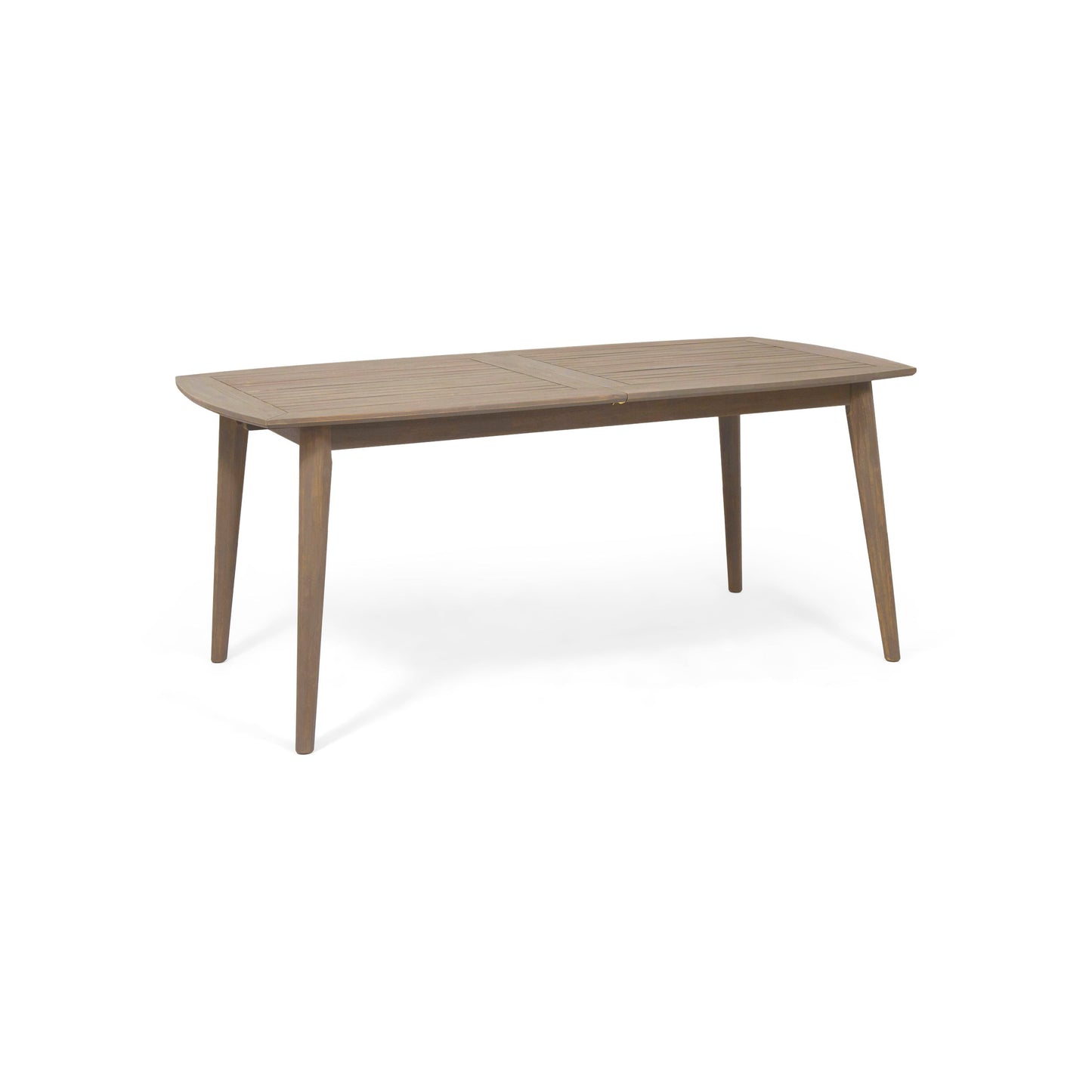 Modern Outdoor Dining Set With Expandable Acacia Wood Table And Iron Chairs - Gray