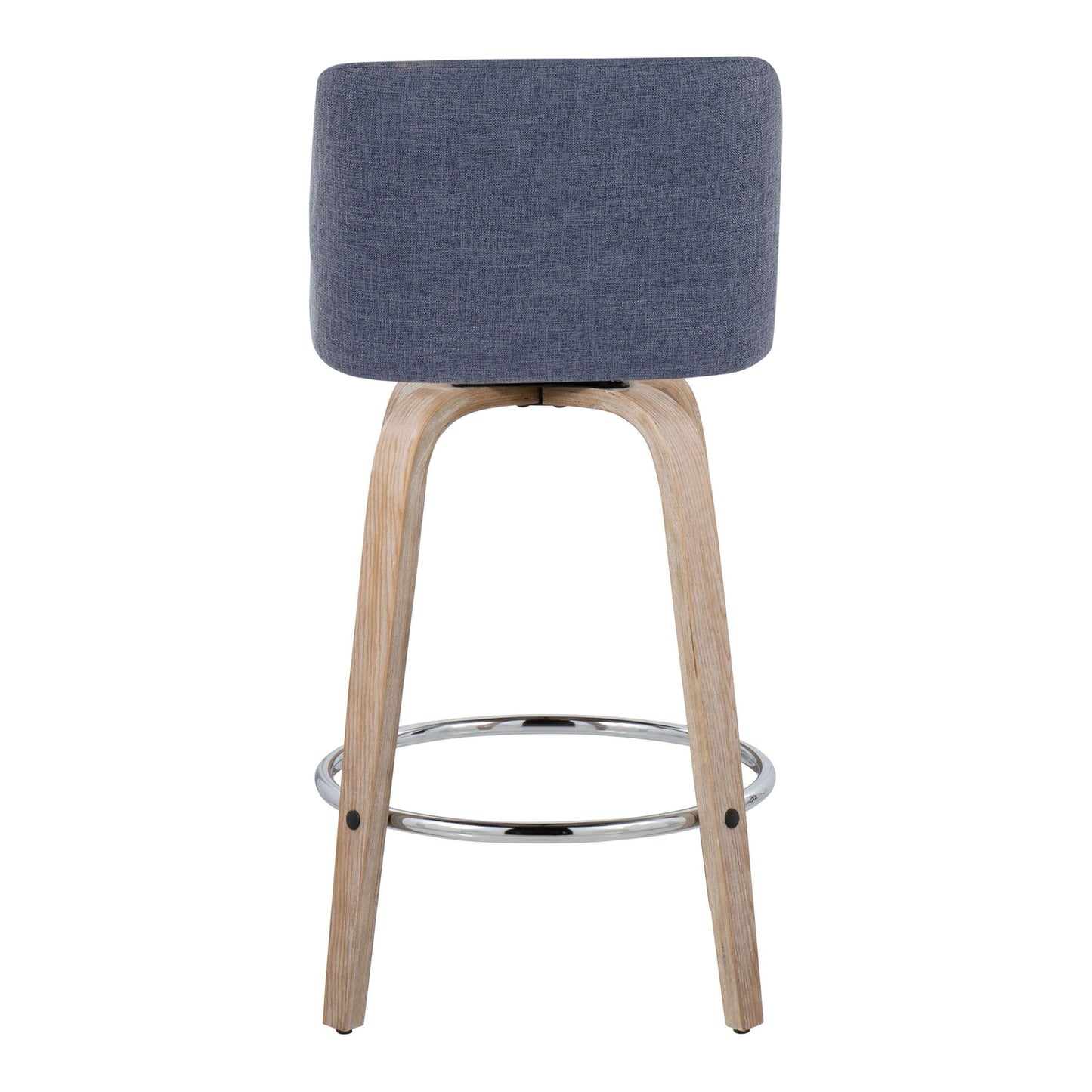 Toriano - Contemporary Fixed Height Counter Stool With Swivel With Round Footrest (Set of 2) - Whitewashed / Blue