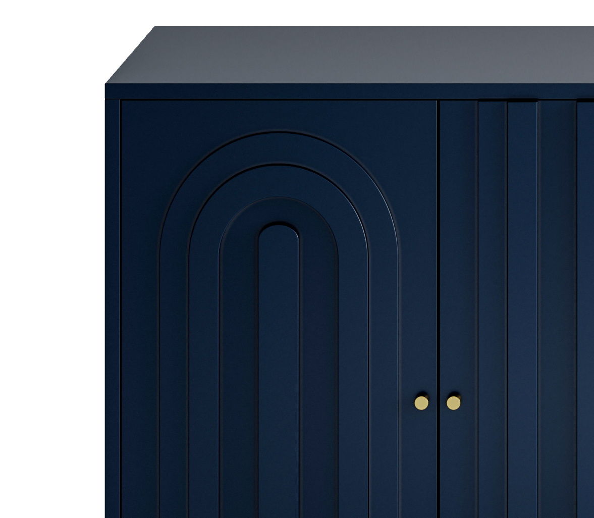 Modern Lacquered 4 Door Wooden Cabinet Sideboard Buffet Server Cabinet Storage Cabinet, For Living Room, Entryway, Hallway, Office, Kitchen And Dining Room - Blue
