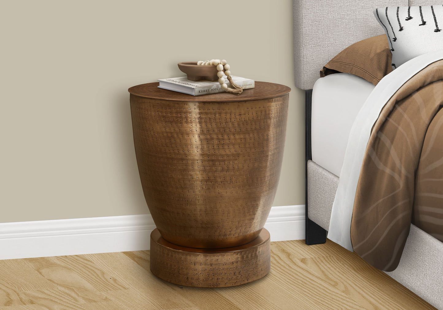 Drum Accent Side Table, Contemporary And Modern - Copper