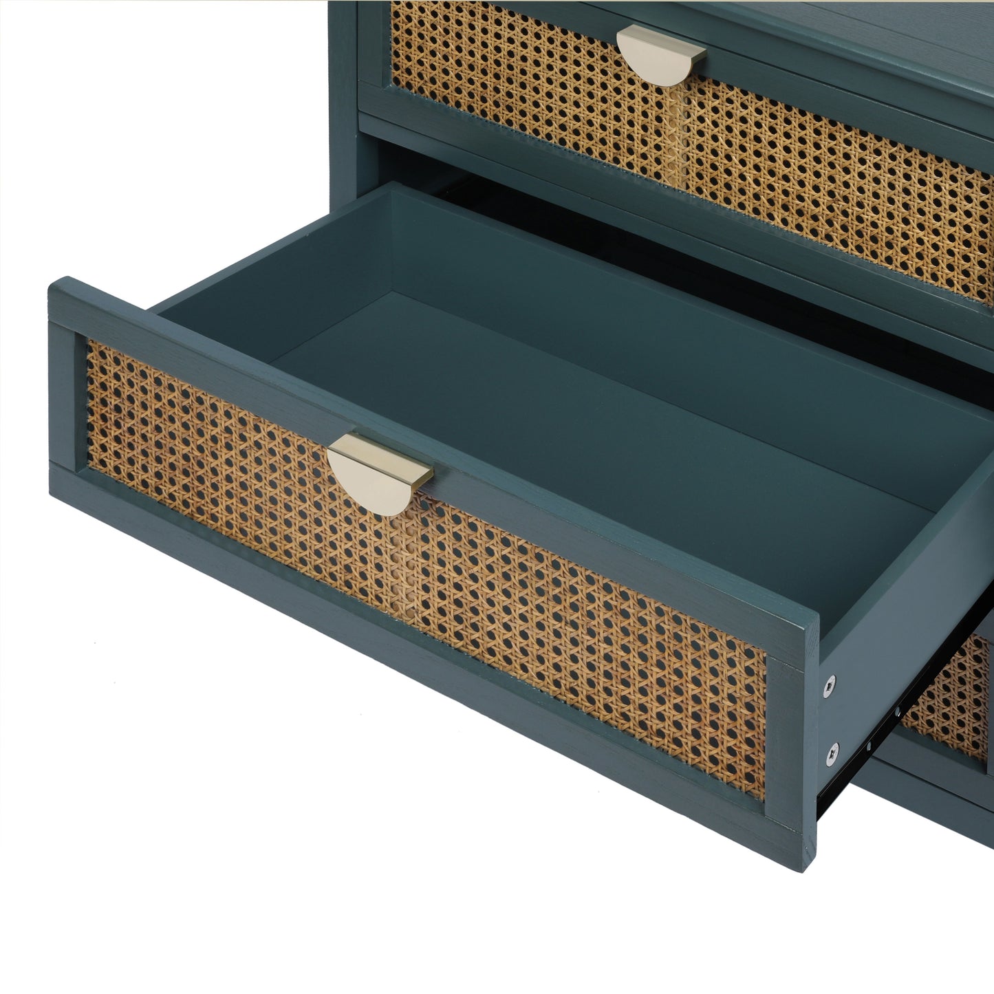 3 Drawer Cabinet - Natural Rattan, Suitable For Bedroom - Green