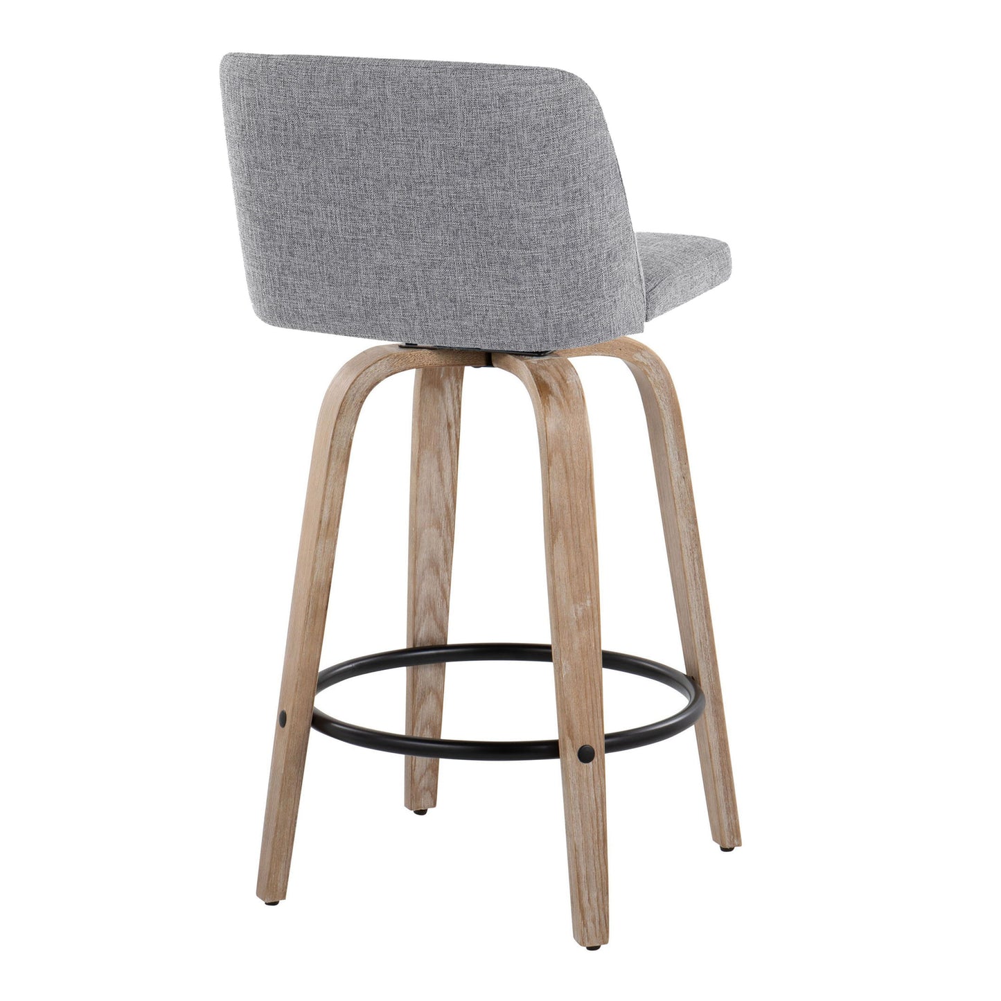 Toriano - Contemporary Fixed Height Counter Stool With Swivel With Round Footrest (Set of 2) - Gray / Whitewashed