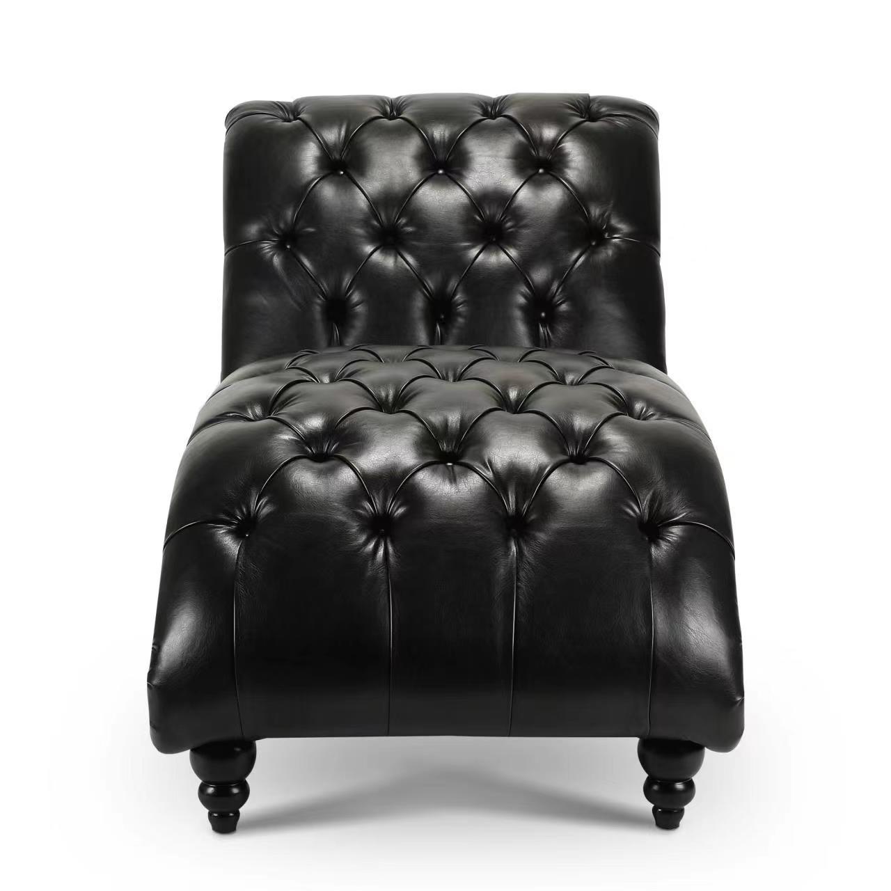 Tufted Armless Chaise Lounge - Black