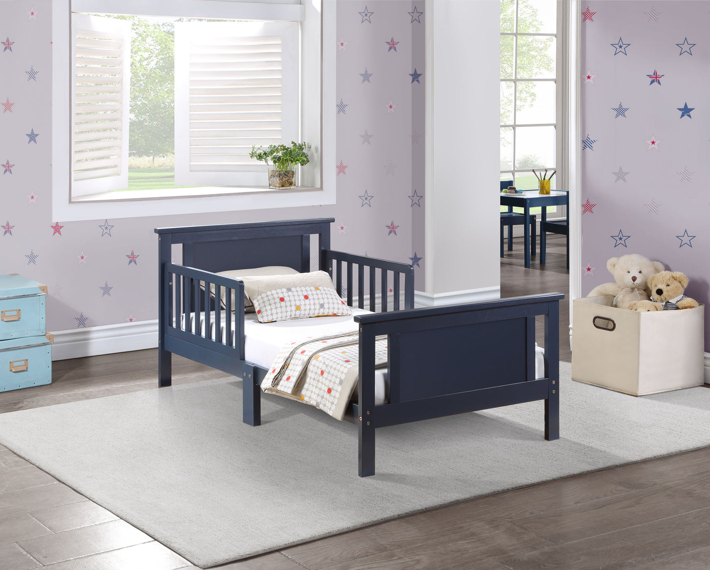 Connelly - Reversible Panel Toddler Bed - Midnight Blue / Vintage Walnut