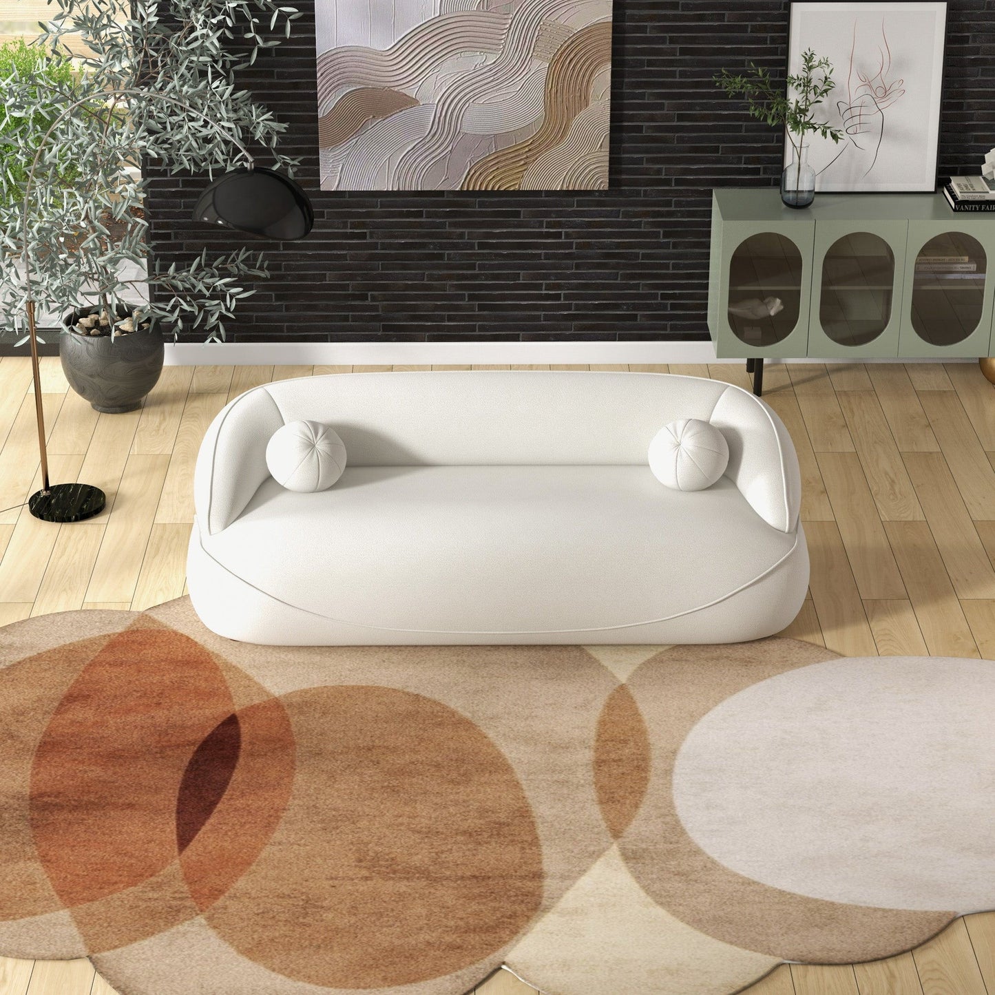 Andrew - Boucle Sofa - Beige / Ivory White / Light Beige / White