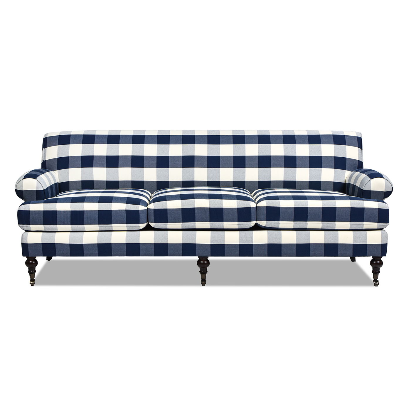 Alana Lawson - Three Cushion Tightback Sofa - Blue Lattice