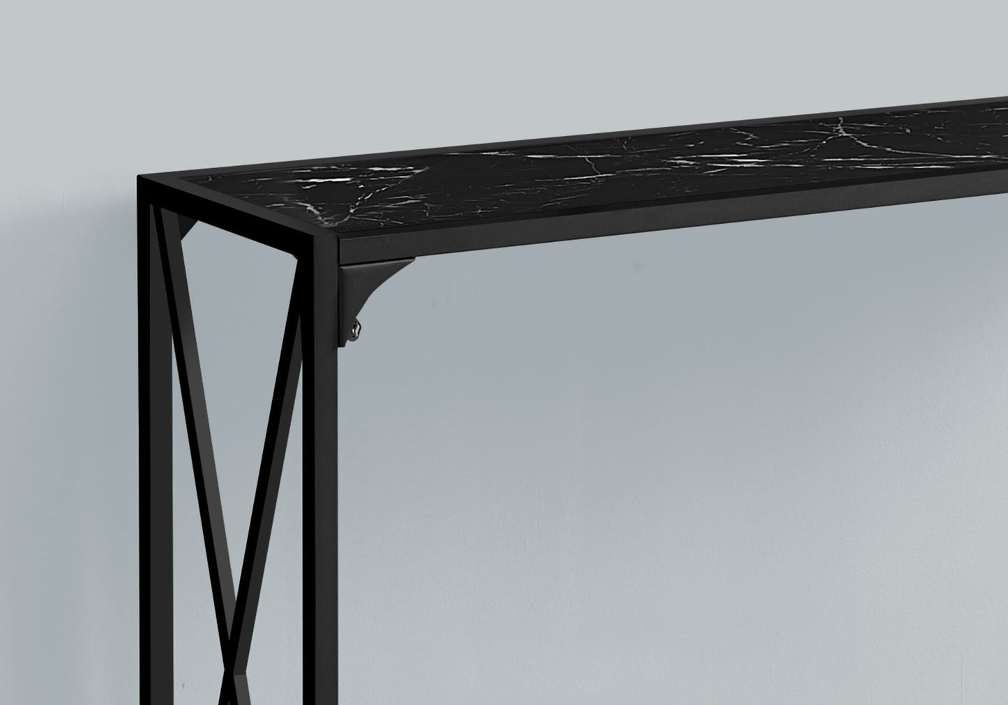 Accent Console Table For Entryway, Marble Contemporary & Modern - Black