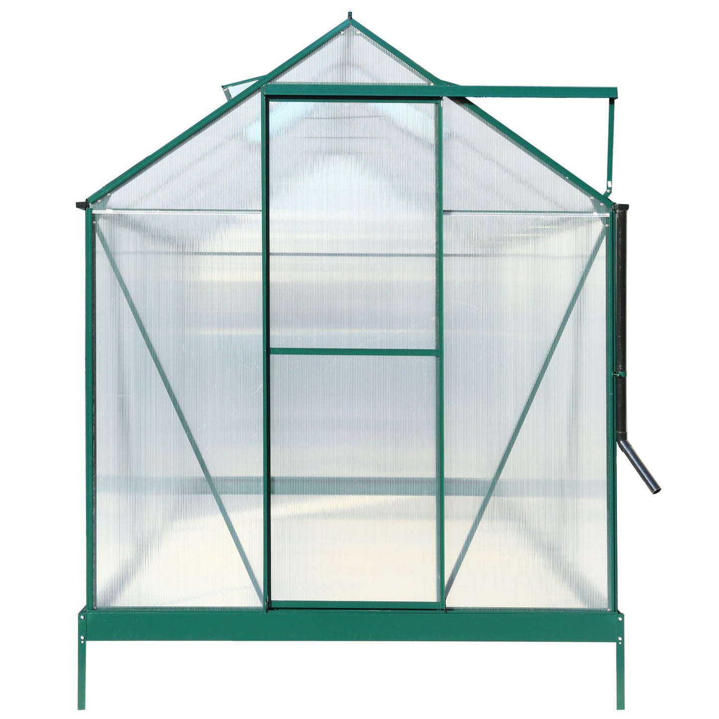 6.3'*10.2'*7' Polycarbonate Greenhouse, Heavy Duty Outdoor Aluminum Walk-In Green House Kit With Rain Gutter, Vent And Door For Backyard Garden - Green