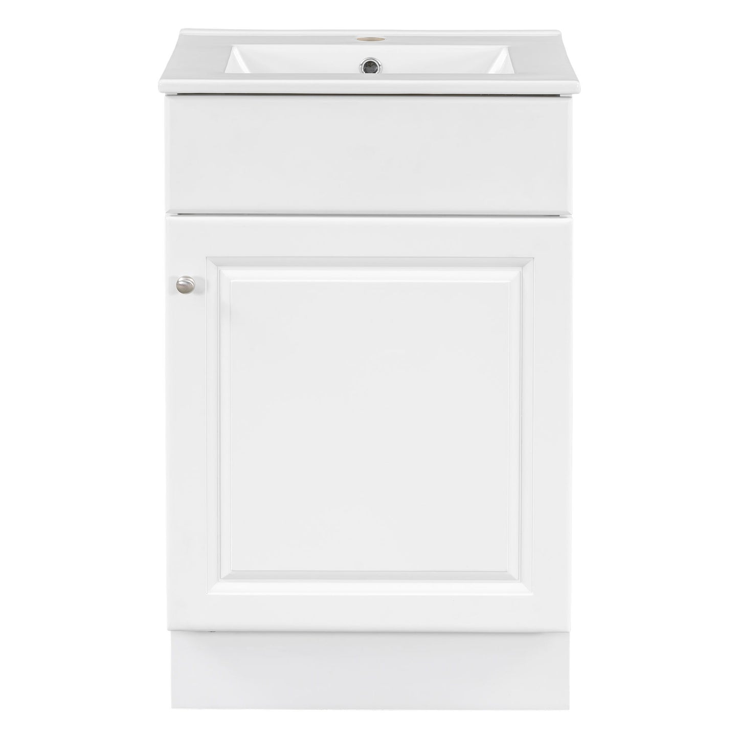 20" Bathroom Vanity With Sink, Freestanding Cabinet With Door Shelf And Adjustable Shelf, And Ceramic Construction - White