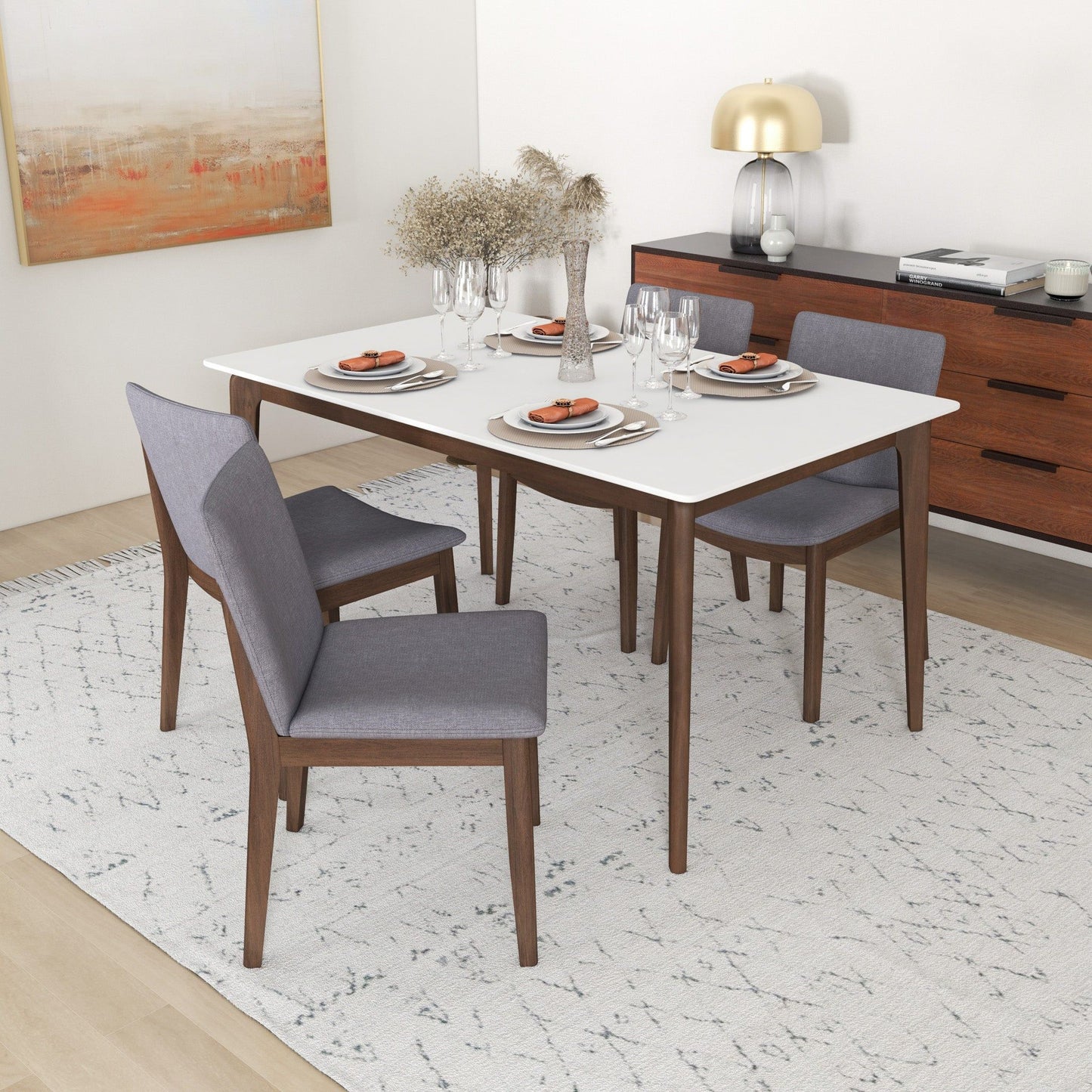 Laura - Mid-Century Modern Solid Wood Dining Chair (Set of 2) - Gray