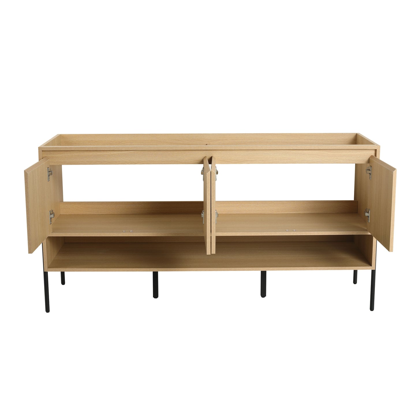 Modern Freestanding Bathroom Vanity With 4 Soft Close Cabinet Doors - Oak