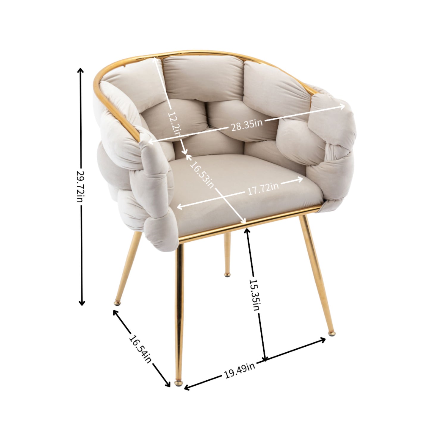 Luxury Modern Simple Leisure Velvet Single Sofa Chair Bedroom Lazy Person Household Dresser Stool Manicure Table Back Chair - Beige