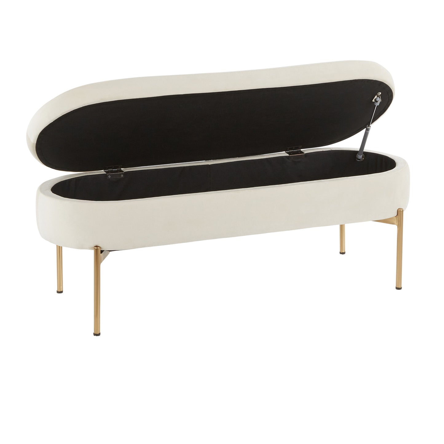 Chloe - Contemporary / Glam Storage Bench - Gold / Cream