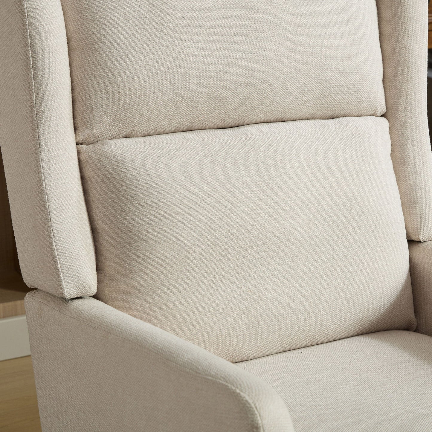 Wide Modern Accent Chair, Polyester Blend High Back Reading Chair, Upholstered Armchair Club Chair, Single Sofa With Wood Legs For Living Room, Reading Room, Office - Beige