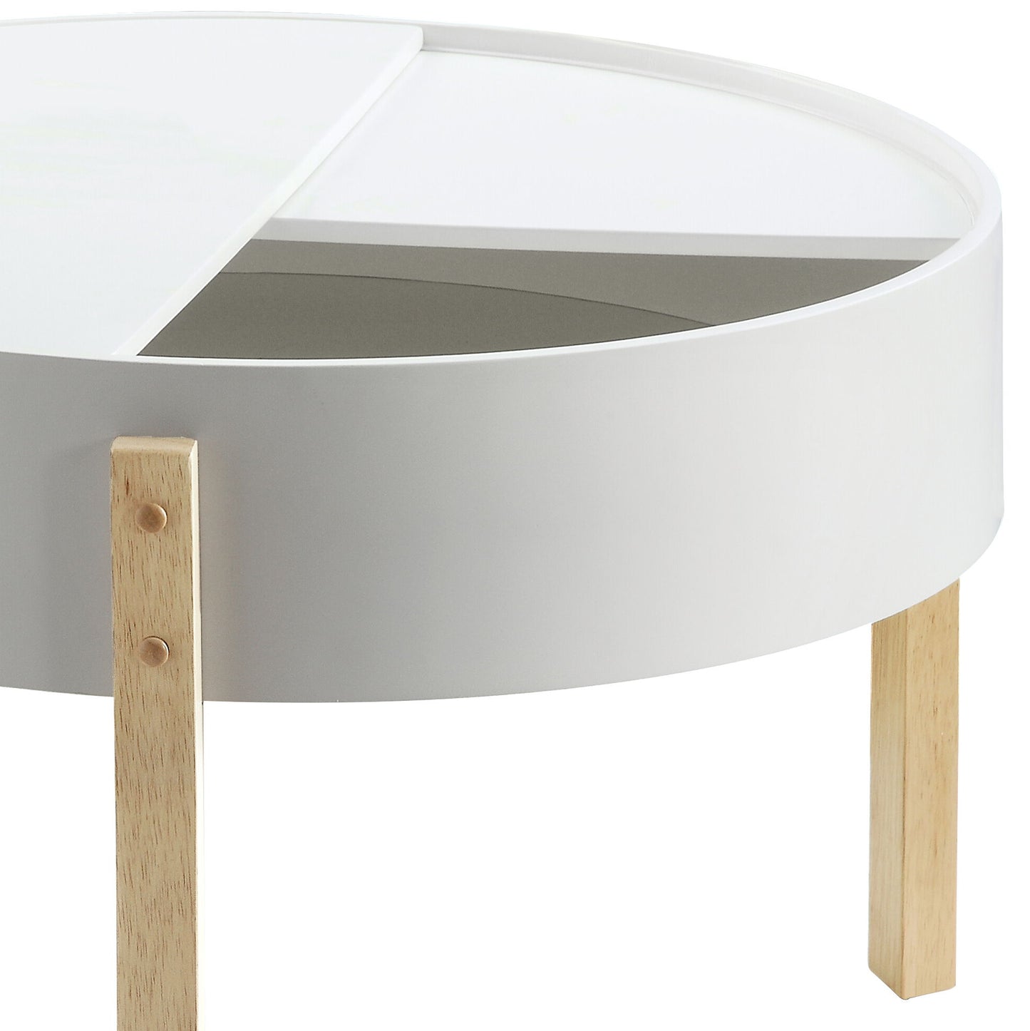 Bodfish - Round Coffee Table - White / Natural