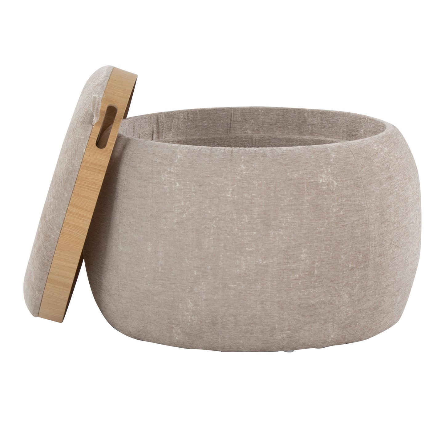 Tray - Pouf Contemporary Ottoman - Natural / Light Brown