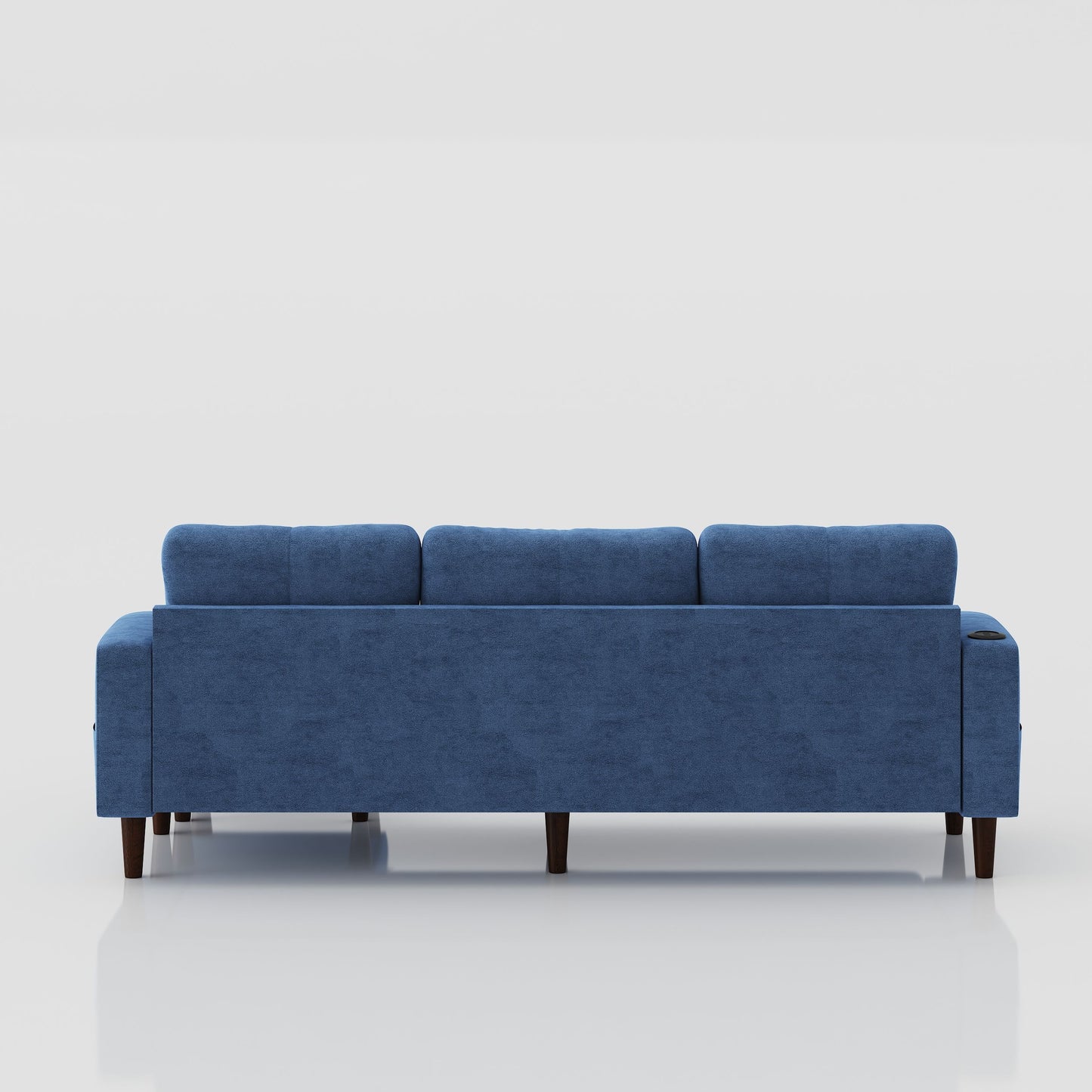 Convertible Combination Sofa, Sofa L Shaped, Sofa With Storage Cabinet Footstool, Living Room Sofa, Living Room 3 Seater Combination Sofa - Navy Blue