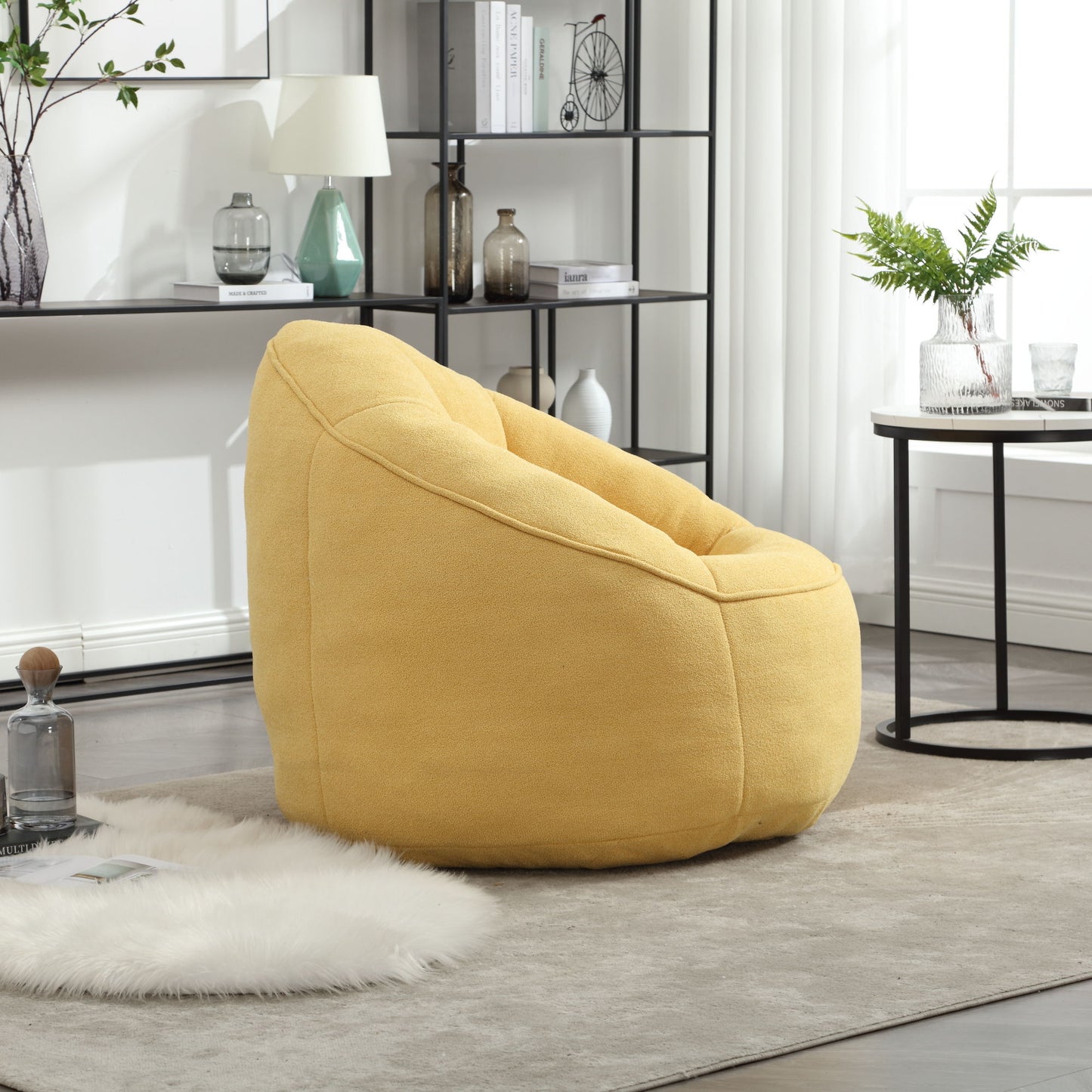 Bedding Bean Bag Sofa Chair High Pressure Foam Bean Bag Chair Adult Material With Padded Foam Padding Compressed Bean Bag With Footrest - Yellow