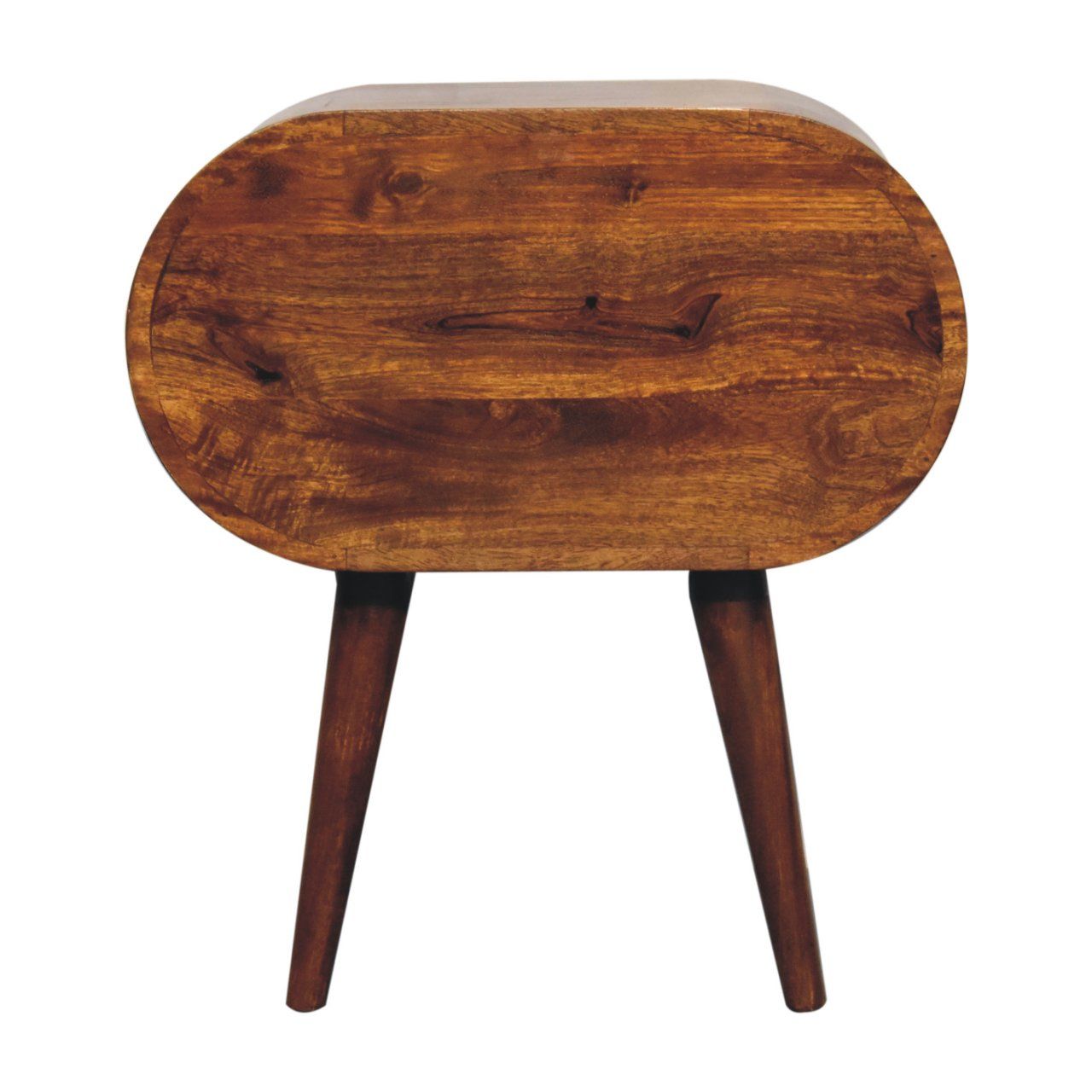 Large Circular Bedside Table - Brown
