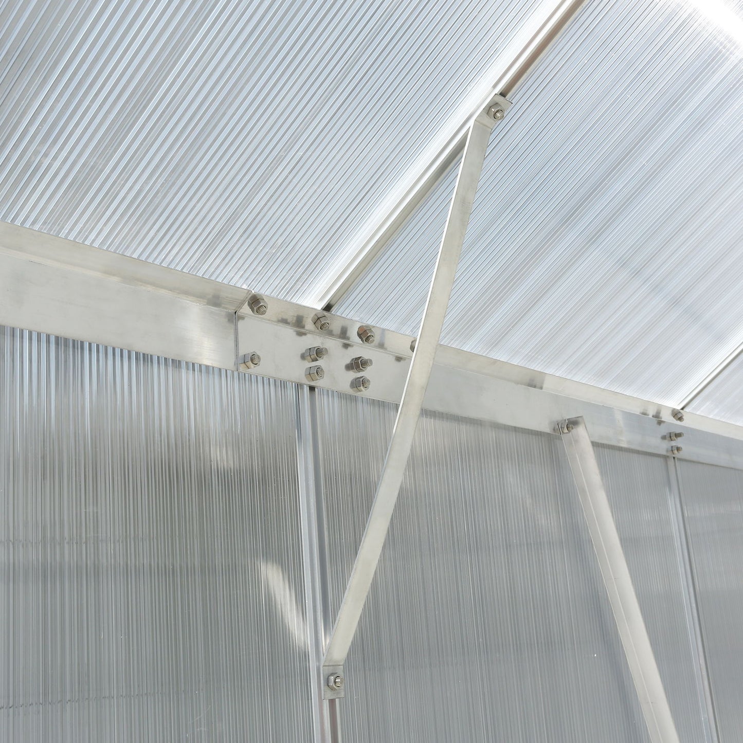 6.3'x10.2'x7' Polycarbonate Greenhouse, Heavy Duty Outdoor Aluminum Walk-In Green House Kit With Rain Gutter, Vent And Door For Backyard Garden - Aluminium