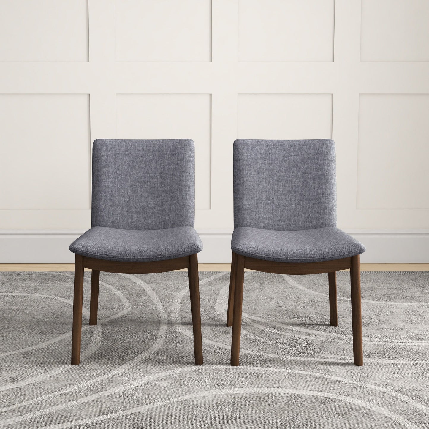 Laura - Mid-Century Modern Solid Wood Dining Chair (Set of 2) - Gray