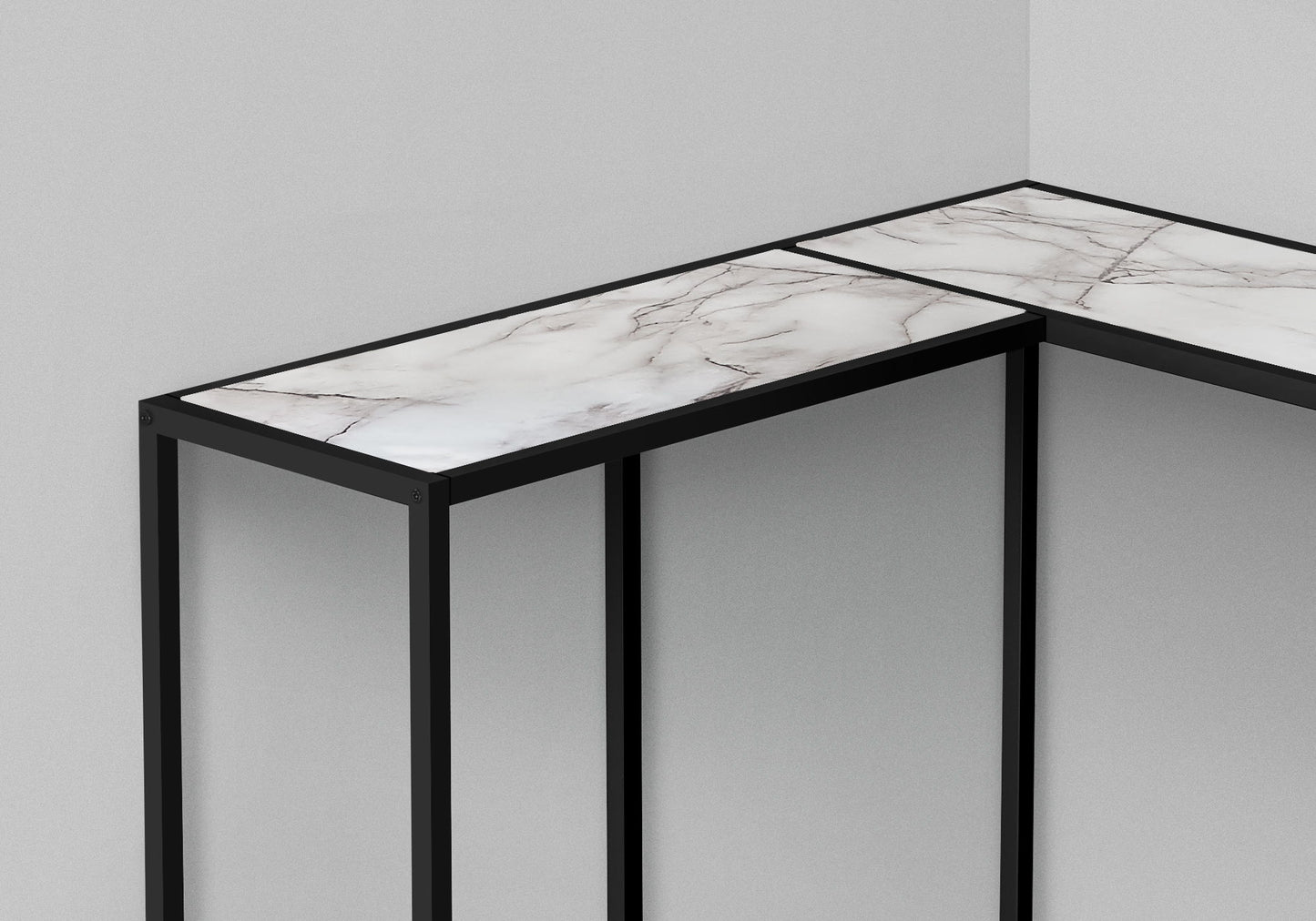 Corner Accent Console Table For Entryway, Contemporary And Modern - White / Black