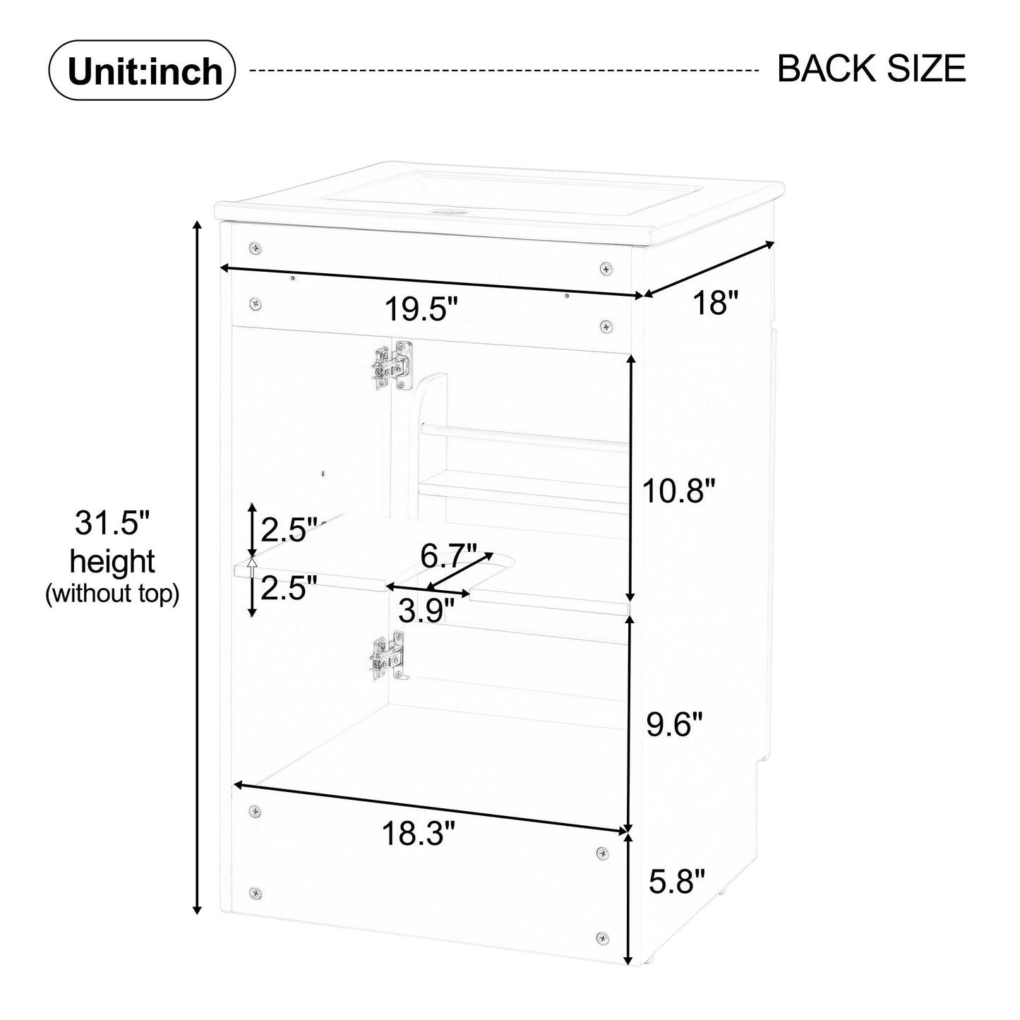20" Bathroom Vanity With Sink, Freestanding Cabinet With Door Shelf And Adjustable Shelf, And Ceramic Construction - Green