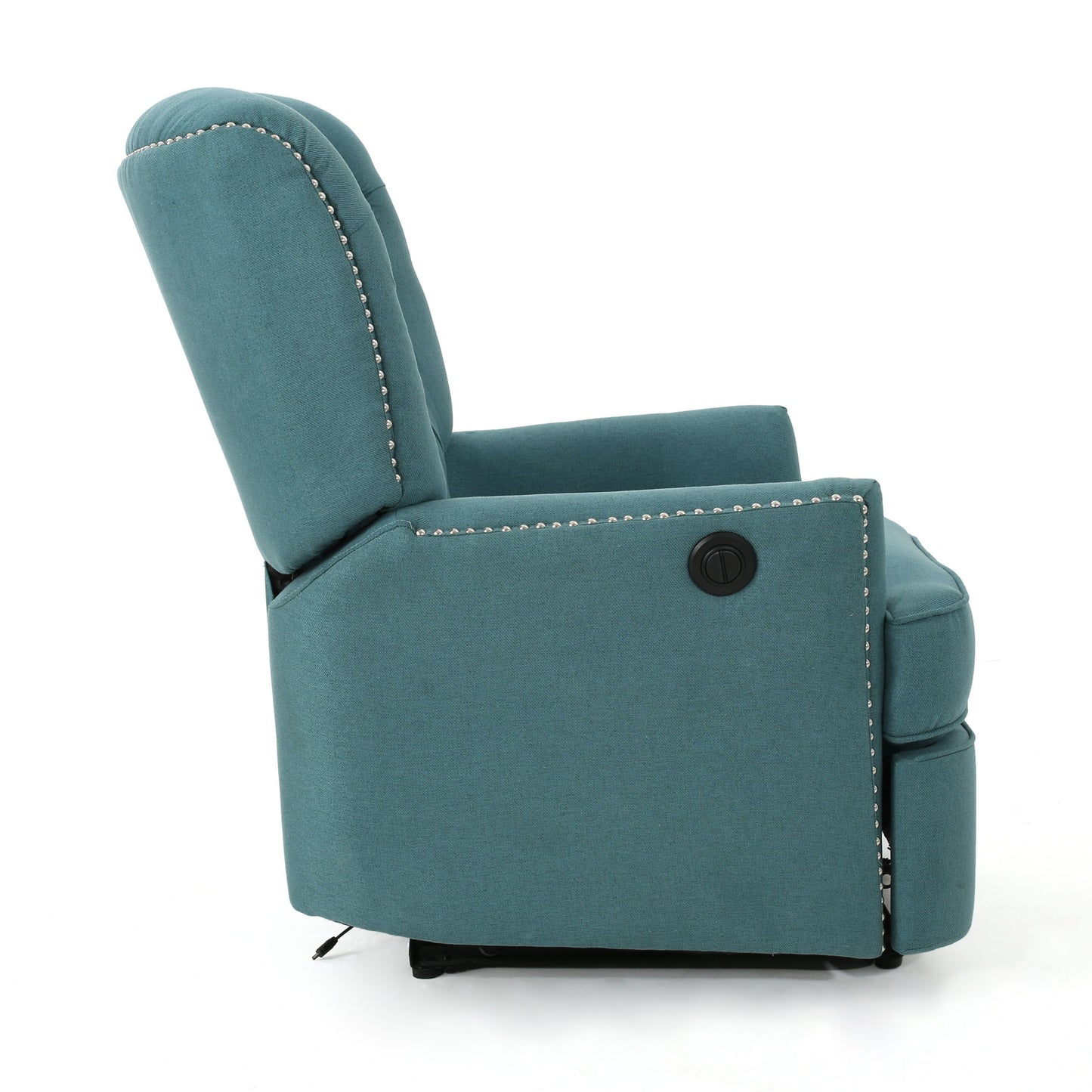 Electric Recliner Chair With Elegant Copper Accents And Soft Upholstery - Teal