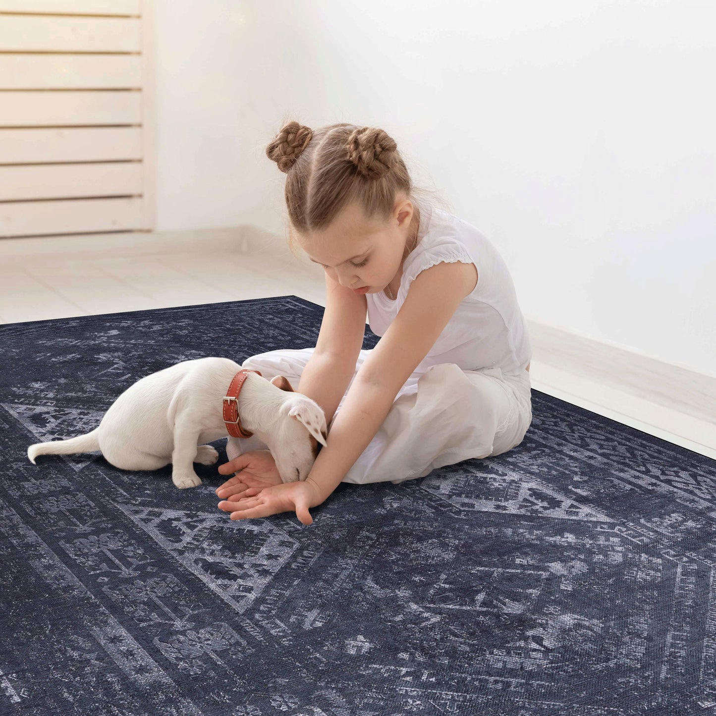 Maval - 9' X 12' Washable Area Rug - Black / Gray