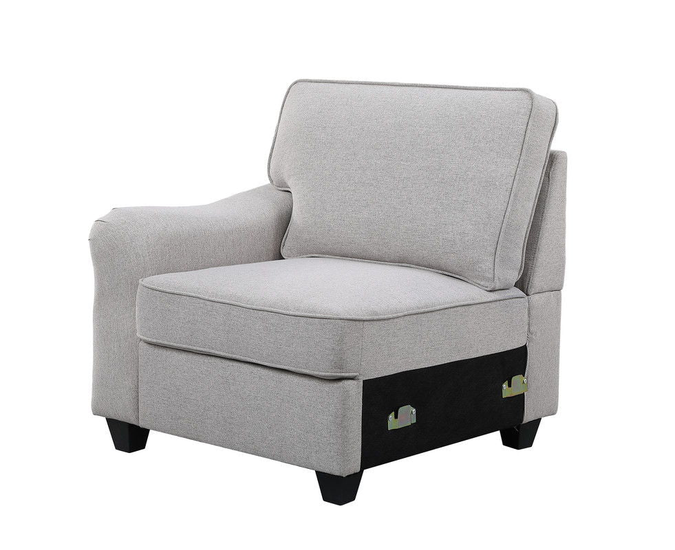 Leo - 8 Piece Modular L-Shape Sectional Sofa And Ottoman - Light Gray