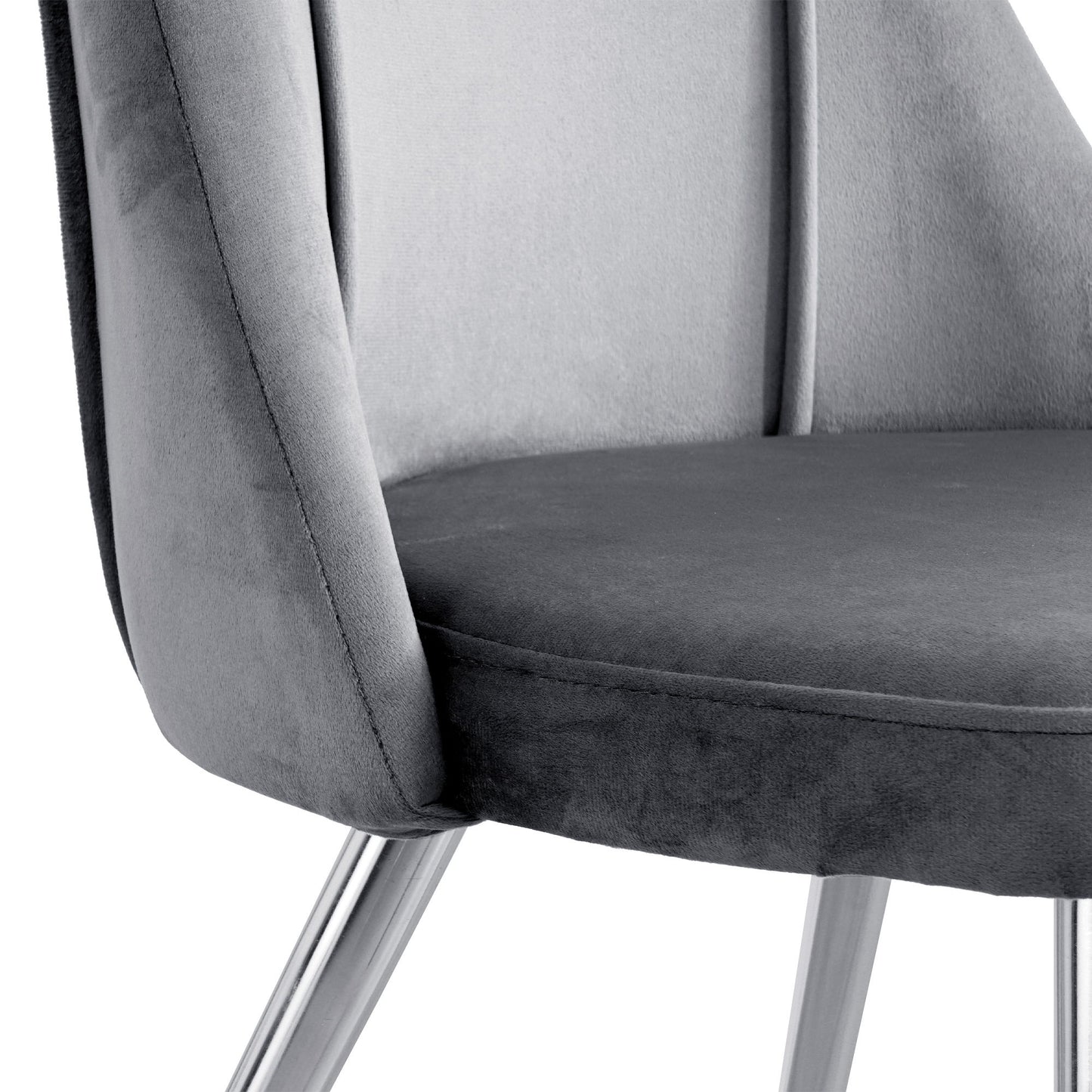 Modern Velvet Dining Chairs, Upholstered Accent Chairs With Chrome Legs For Home And Kitchen - Gray